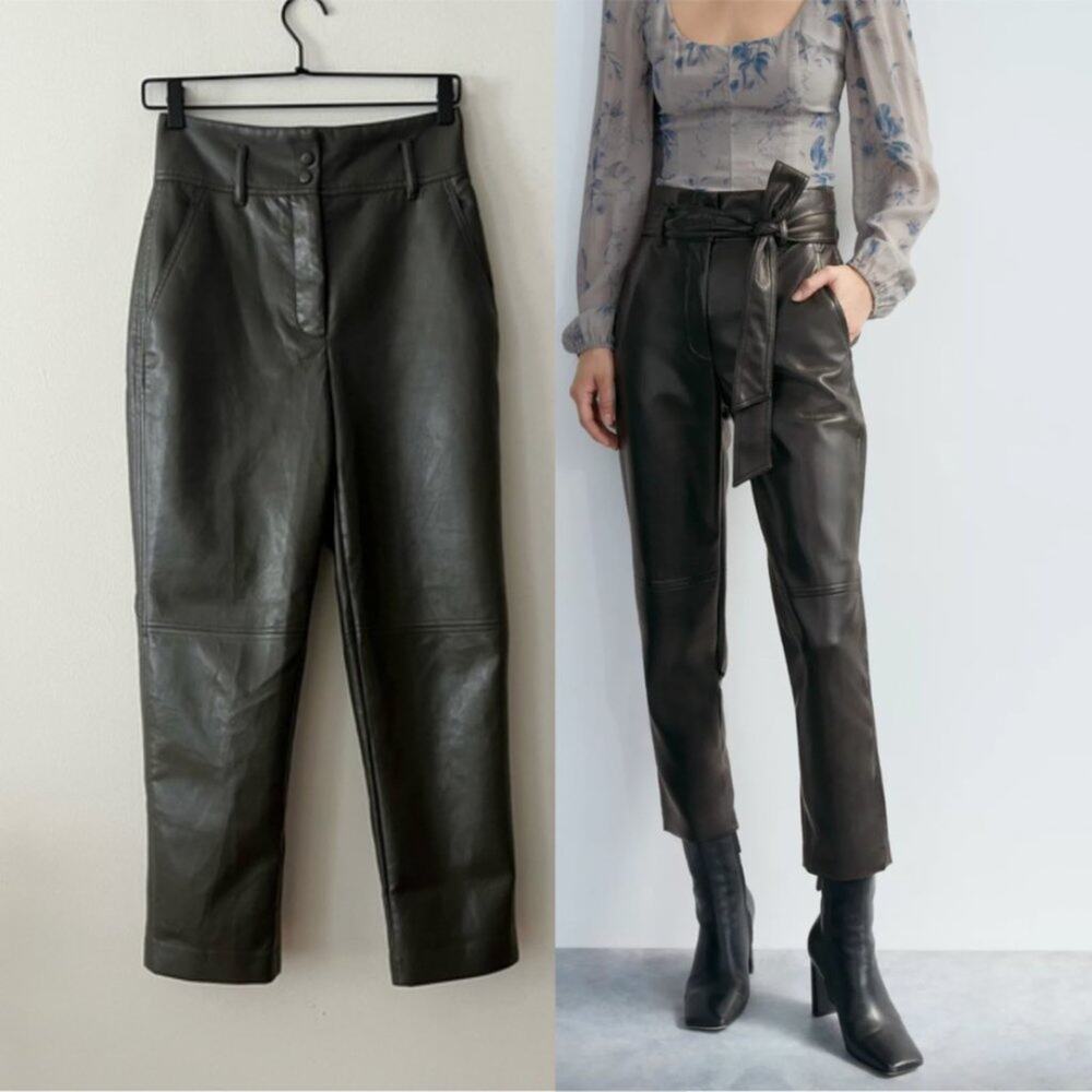 Aritzia Wilfred High Tied Belted Vegan Leather Pants *Missing Belt*